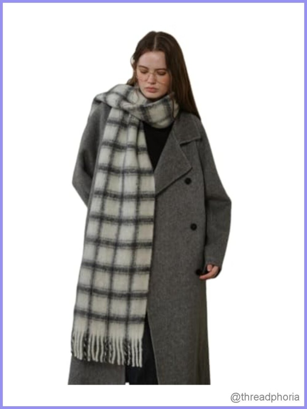 Women Plaid Chunky Scarf Oversized Big Thick Soft Blanket Wrap Winter Warm